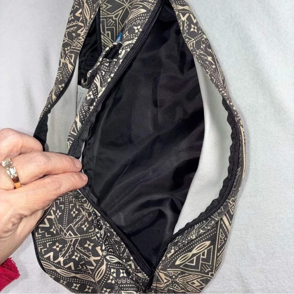 KAVU Charcoal Tribal Rope Sling Bag Crossbody Purse Backpack Black Gray Canvas